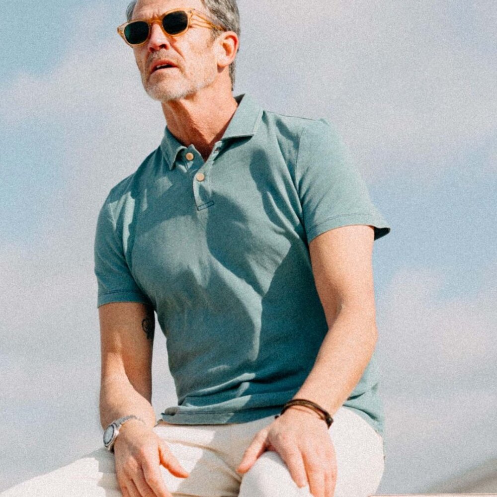 The Organic Cotton Polo in Washed Indigo